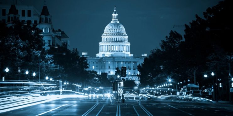 US Capitol at night